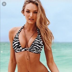 Victoria’s Secret Zebra Push Up Halter Swim Top